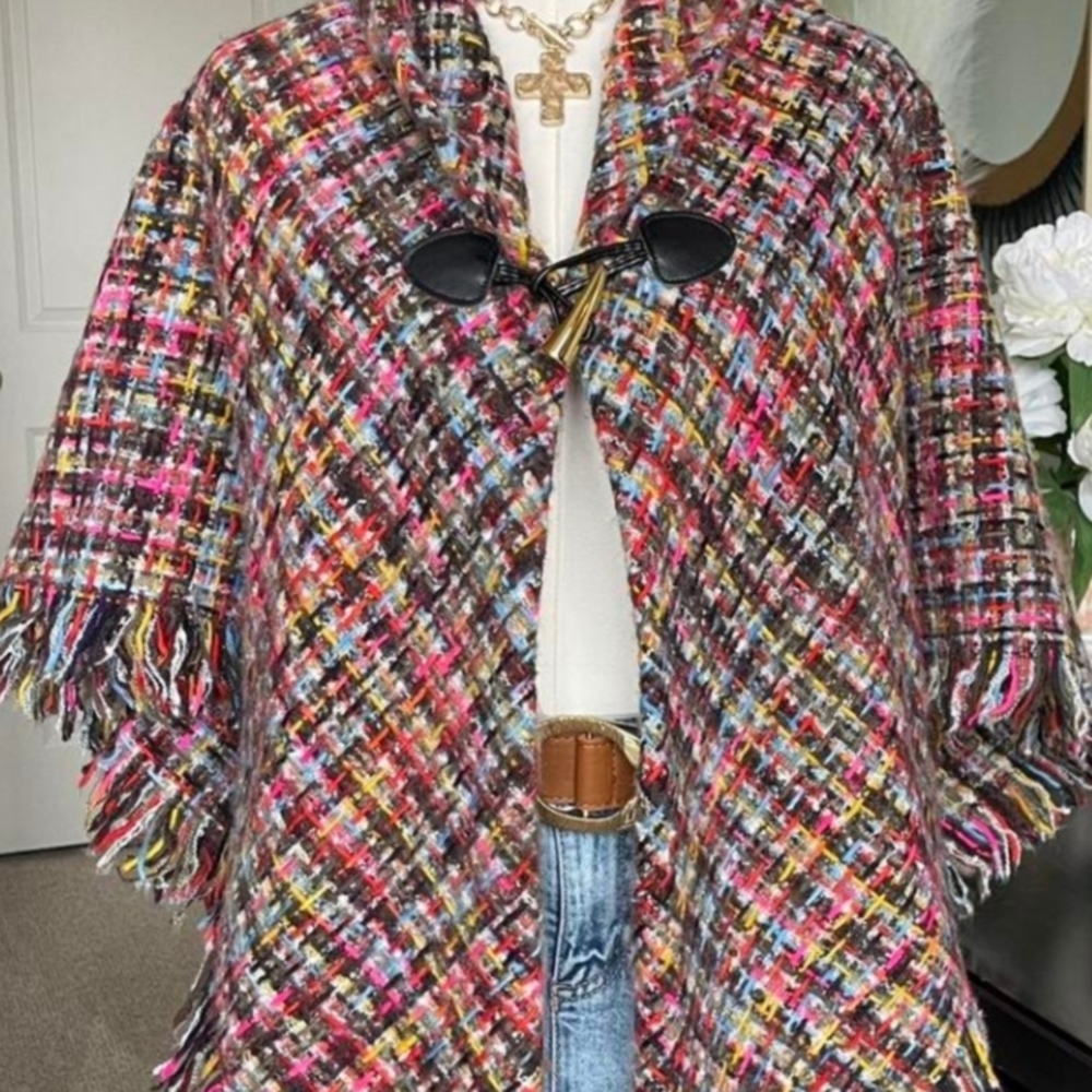 Marc Jacobs Multicolor Plaid Tweed Women's Poncho
